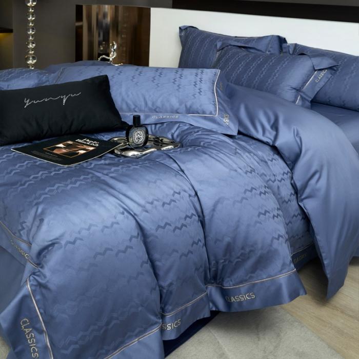 91家纺网 家纺一手货源 找家纺 新款100支长绒棉提花拼角刺绣套件