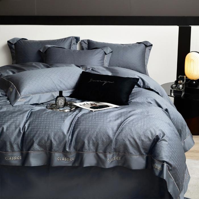 91家纺网 家纺一手货源 找家纺 新款100支长绒棉提花拼角刺绣套件