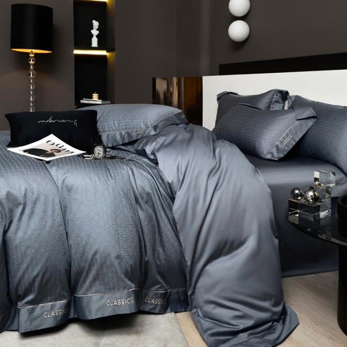 91家纺网 家纺一手货源 找家纺 新款100支长绒棉提花拼角刺绣套件