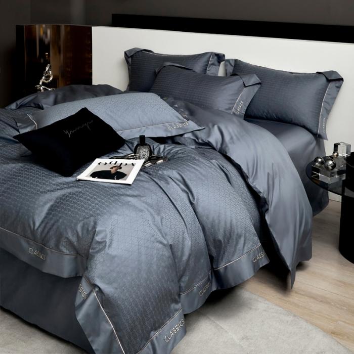 91家纺网 家纺一手货源 找家纺 新款100支长绒棉提花拼角刺绣套件