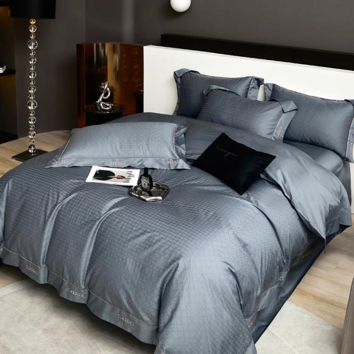 91家纺网 家纺一手货源 找家纺 新款100支长绒棉提花拼角刺绣套件