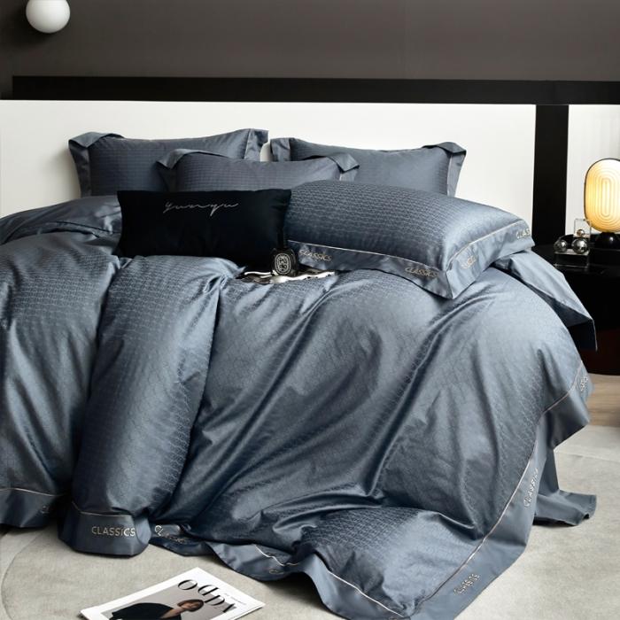 91家纺网 家纺一手货源 找家纺 新款100支长绒棉提花拼角刺绣套件