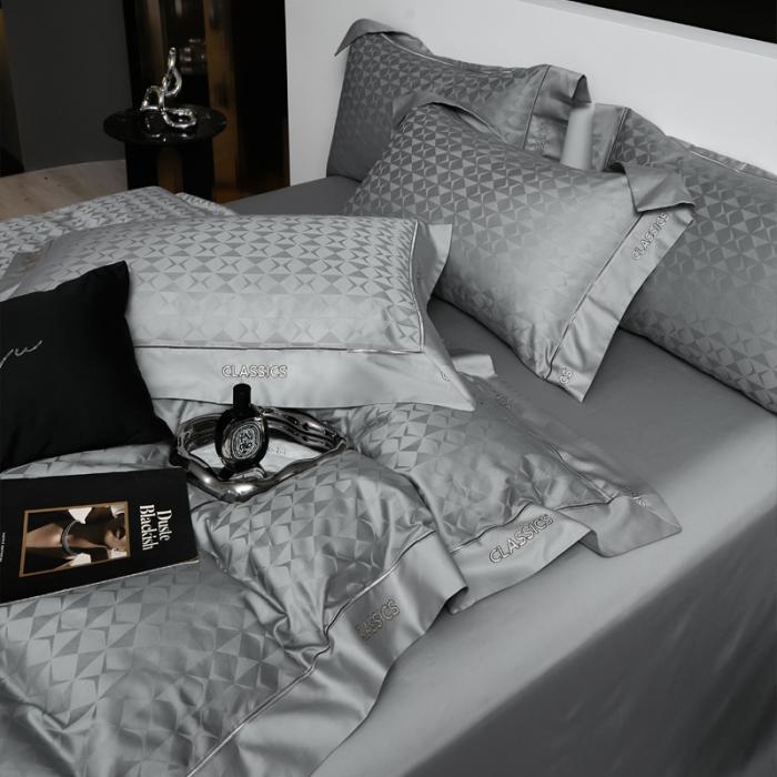 91家纺网 家纺一手货源 找家纺 新款100支长绒棉提花拼角刺绣套件