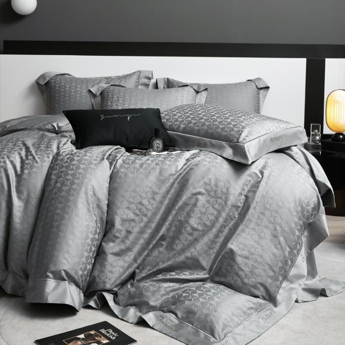 91家纺网 家纺一手货源 找家纺 新款100支长绒棉提花拼角刺绣套件