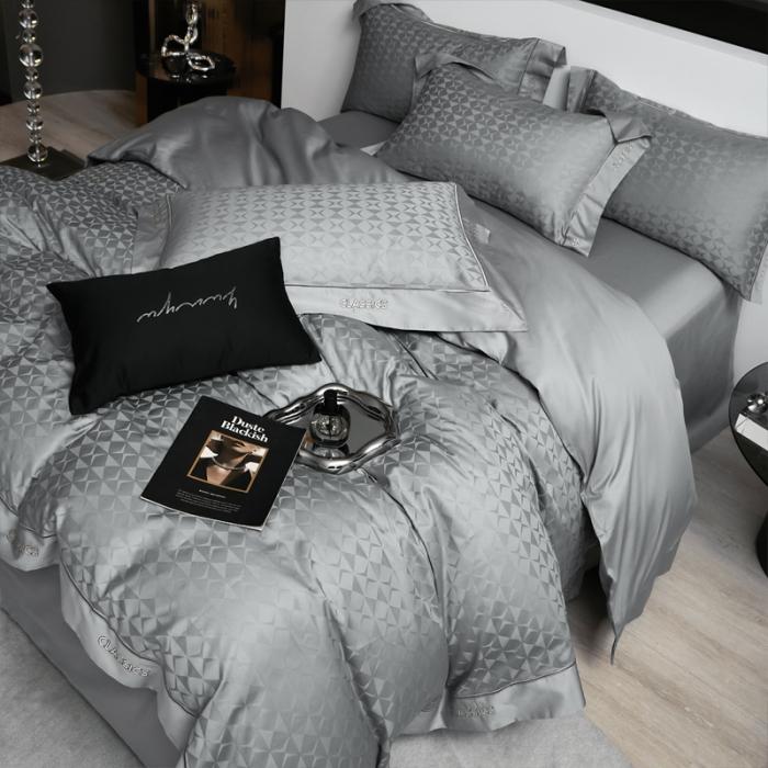 91家纺网 家纺一手货源 找家纺 新款100支长绒棉提花拼角刺绣套件