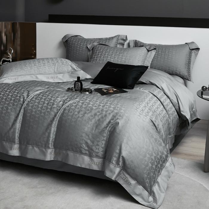 91家纺网 家纺一手货源 找家纺 新款100支长绒棉提花拼角刺绣套件