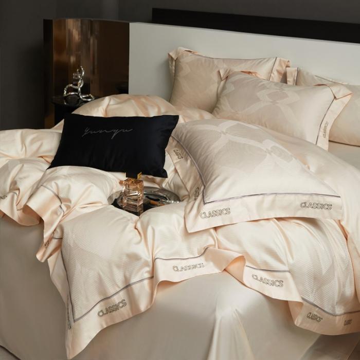 91家纺网 家纺一手货源 找家纺 新款100支长绒棉提花拼角刺绣套件