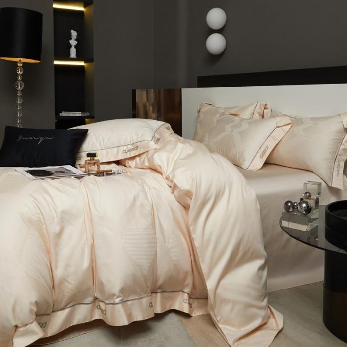 91家纺网 家纺一手货源 找家纺 新款100支长绒棉提花拼角刺绣套件