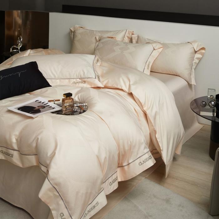 91家纺网 家纺一手货源 找家纺 新款100支长绒棉提花拼角刺绣套件