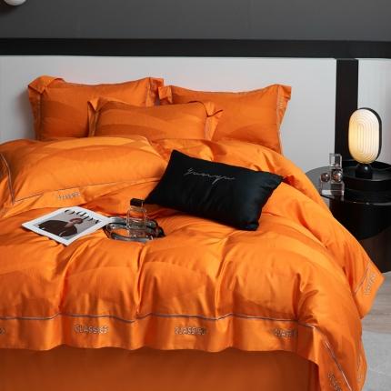 新款100支长绒棉提花拼角刺绣套件