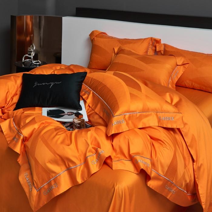 91家纺网 家纺一手货源 找家纺 新款100支长绒棉提花拼角刺绣套件