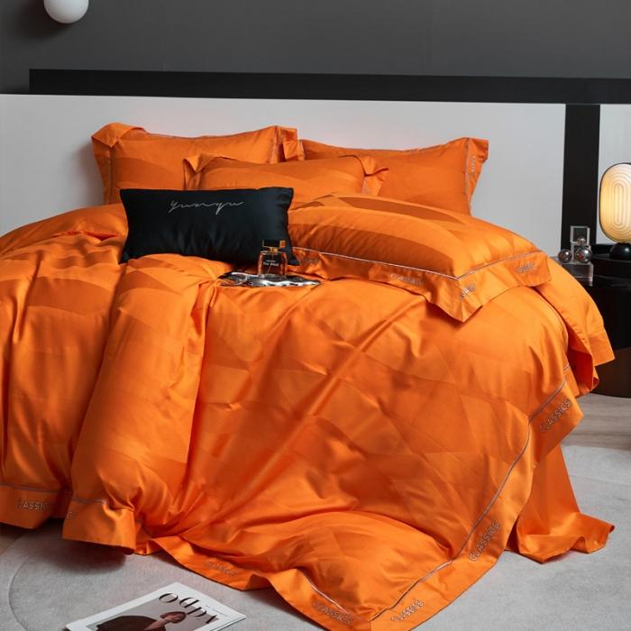 91家纺网 家纺一手货源 找家纺 新款100支长绒棉提花拼角刺绣套件