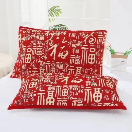 91家纺网 家纺一手货源 找家纺 总双梦毛巾 纯棉百福新年红色枕巾一对结婚纱布枕头巾国潮枕巾中式福字枕巾