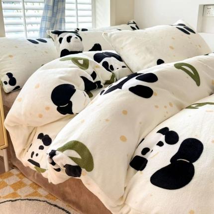 （总）N先生 2023秋冬新款220克高克重牛奶绒印花四件套