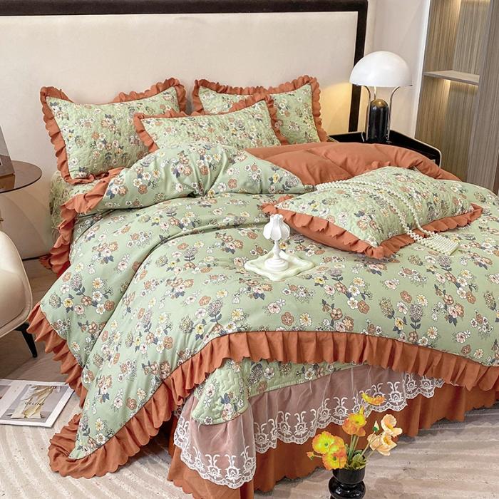 91家纺网 家纺一手货源 找家纺 苏米娜2025母婴全纯棉双层纱印花床盖款四件套泡泡棉泡泡纱小竺棉四件套