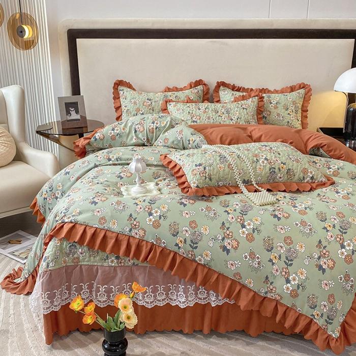 91家纺网 家纺一手货源 找家纺 苏米娜2025母婴全纯棉双层纱印花床盖款四件套泡泡棉泡泡纱小竺棉四件套