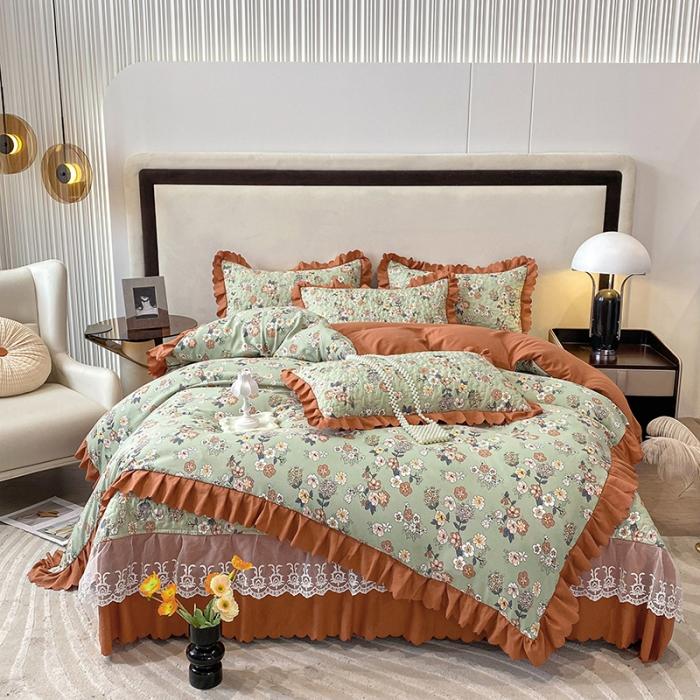 91家纺网 家纺一手货源 找家纺 苏米娜2025母婴全纯棉双层纱印花床盖款四件套泡泡棉泡泡纱小竺棉四件套