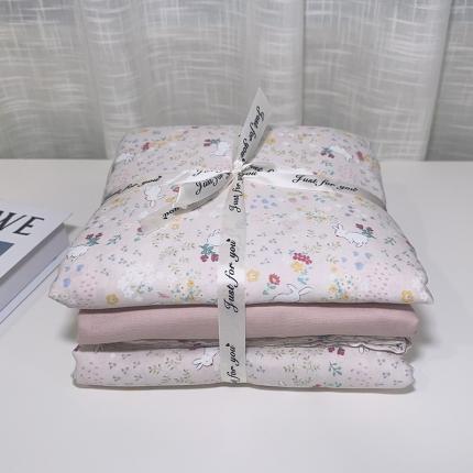 爱思佳 2024新款A类母婴全棉双层纱印花四件套 粉粉兔