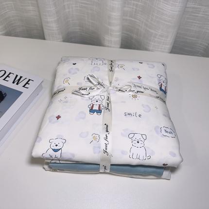 91家纺网 家纺一手货源 找家纺 爱思佳 2024新款A类母婴全棉双层纱印花四件套 原宿小狗