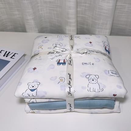 爱思佳 2024新款A类母婴全棉双层纱印花四件套 原宿小狗