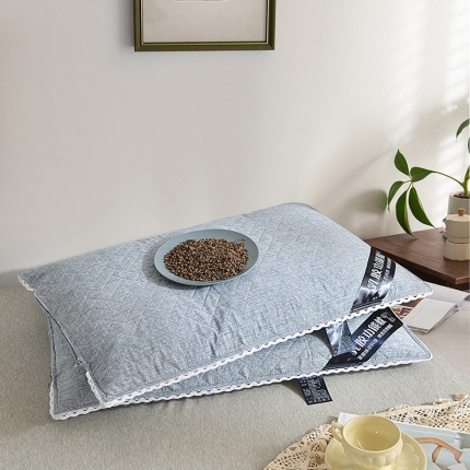 91家纺网 家纺一手货源 找家纺 （总）兴丝露枕芯 全棉荞麦枕芯48x74cm 全荞麦壳枕芯 全棉绗绣荞麦枕头 荞麦壳枕  保健护颈枕 夏凉枕头