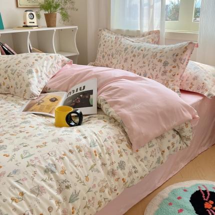 91家纺网 家纺一手货源 找家纺 （总）盛馨 2024全棉高支高密精梳棉小清新碎花四件套纯棉床笠三件套