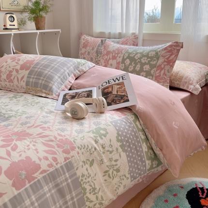 91家纺网 家纺一手货源 找家纺 （总）盛馨 2024全棉高支高密精梳棉小清新碎花四件套纯棉床笠三件套