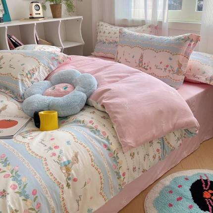 91家纺网 家纺一手货源 找家纺 （总）盛馨 2024全棉高支高密精梳棉小清新碎花四件套纯棉床笠三件套