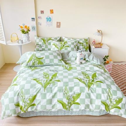 91家纺网 家纺一手货源 找家纺 西引力 2024新款全棉卡通印花四件套 铃兰花