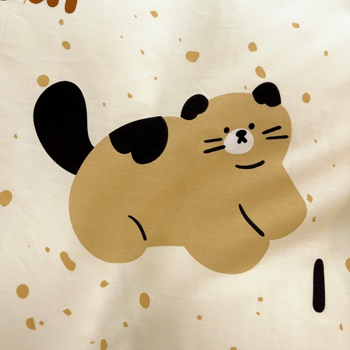 91家纺网 家纺一手货源 找家纺 西引力 2024新款全棉卡通印花四件套 大脸猫