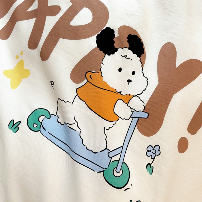 91家纺网 家纺一手货源 找家纺 西引力 2024新款全棉卡通印花四件套 滑板狗