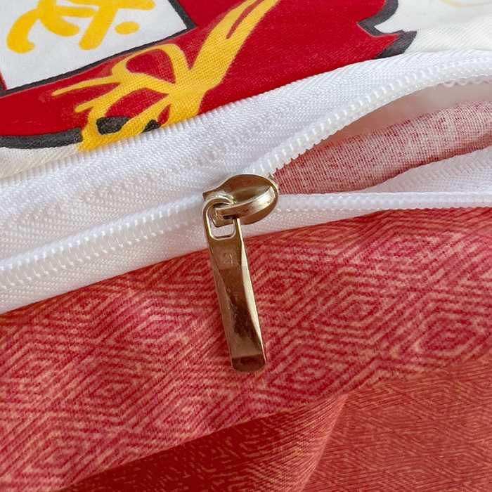 91家纺网 家纺一手货源 找家纺 西引力 2024新款全棉卡通印花四件套 开运龙 白