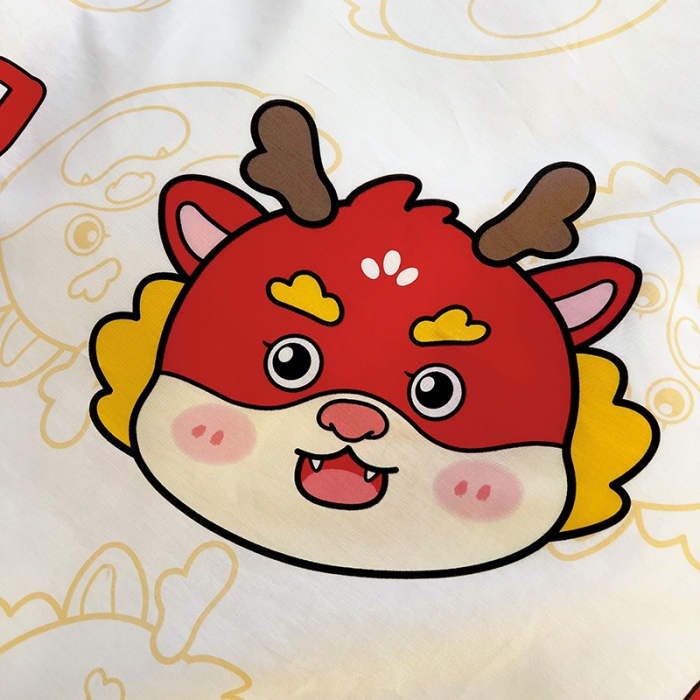 91家纺网 家纺一手货源 找家纺 西引力 2024新款全棉卡通印花四件套 开运龙 白