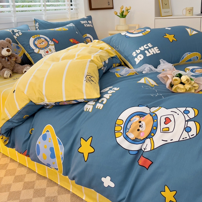 91家纺网 家纺一手货源 找家纺 西引力 2024新款全棉卡通印花四件套 宇航员