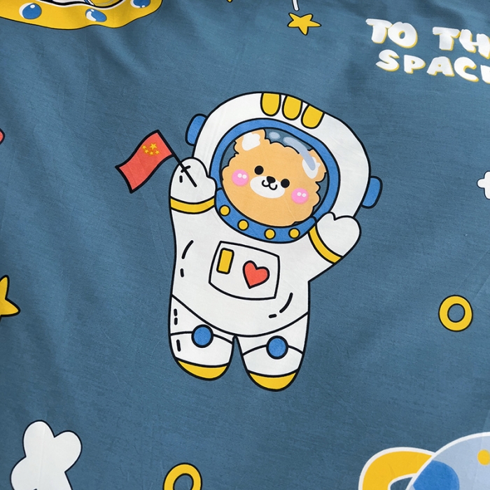 91家纺网 家纺一手货源 找家纺 西引力 2024新款全棉卡通印花四件套 宇航员