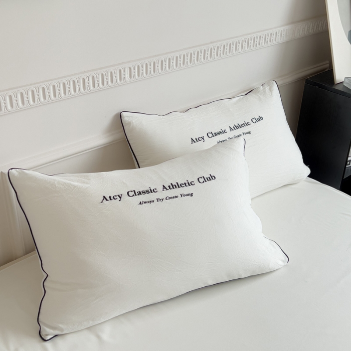 91家纺网 家纺一手货源 找家纺 尤米 2023新款莫奈系列水洗棉绣花麻绳款四件套 莫奈-月光白