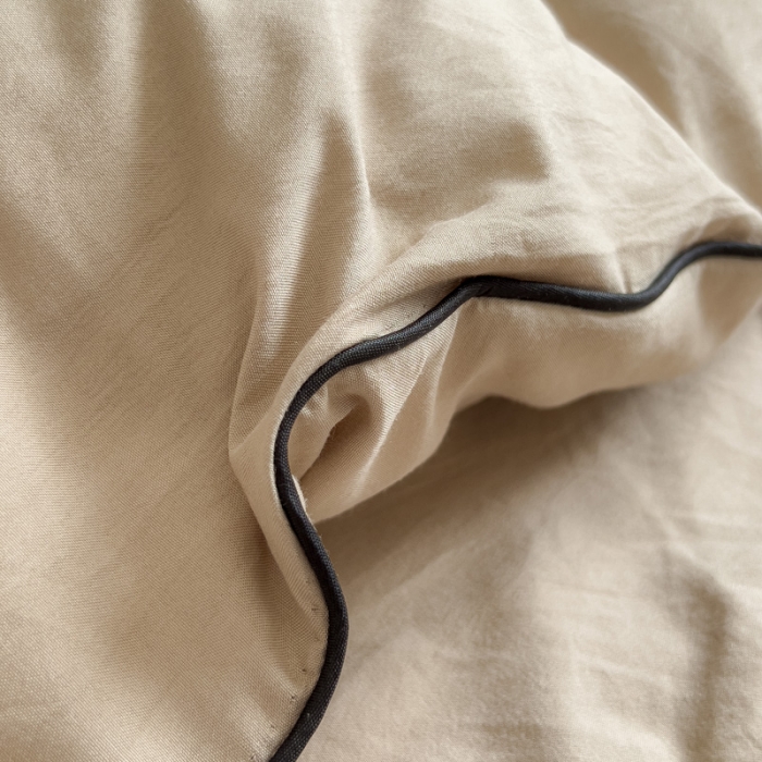 91家纺网 家纺一手货源 找家纺 尤米 2023新款莫奈系列水洗棉绣花麻绳款四件套 莫奈-米杏色