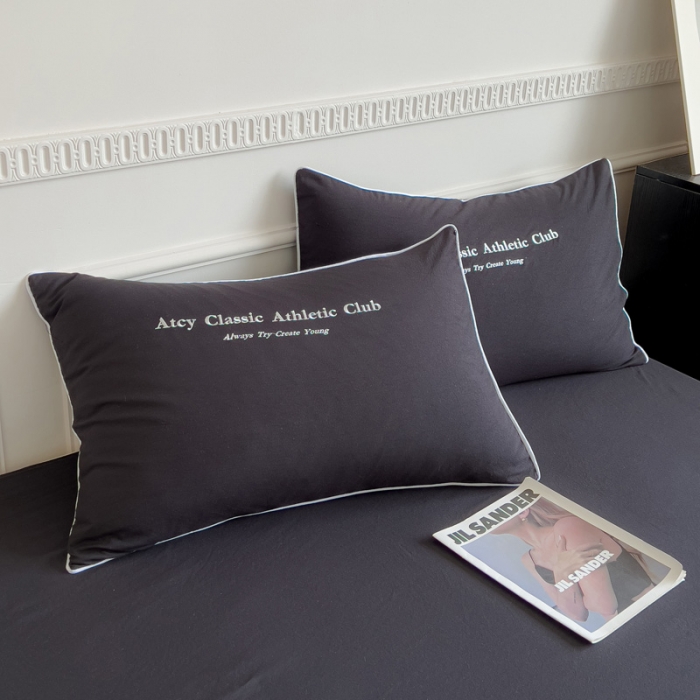 91家纺网 家纺一手货源 找家纺 尤米 2023新款莫奈系列水洗棉绣花麻绳款四件套 莫奈-魅影黑