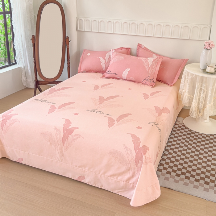 91家纺网 家纺一手货源 找家纺 喜四方 2024新款全棉磨毛纯棉印花四件套 蜜语花期-粉