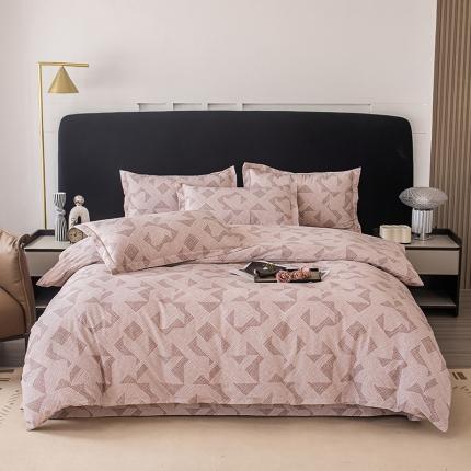 91家纺网 家纺一手货源 找家纺 喜四方 2024新款全棉磨毛纯棉印花四件套 慕尚-棕