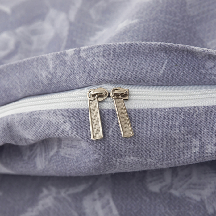 91家纺网 家纺一手货源 找家纺 喜四方 2024新款全棉磨毛纯棉印花四件套 清恬花语-灰