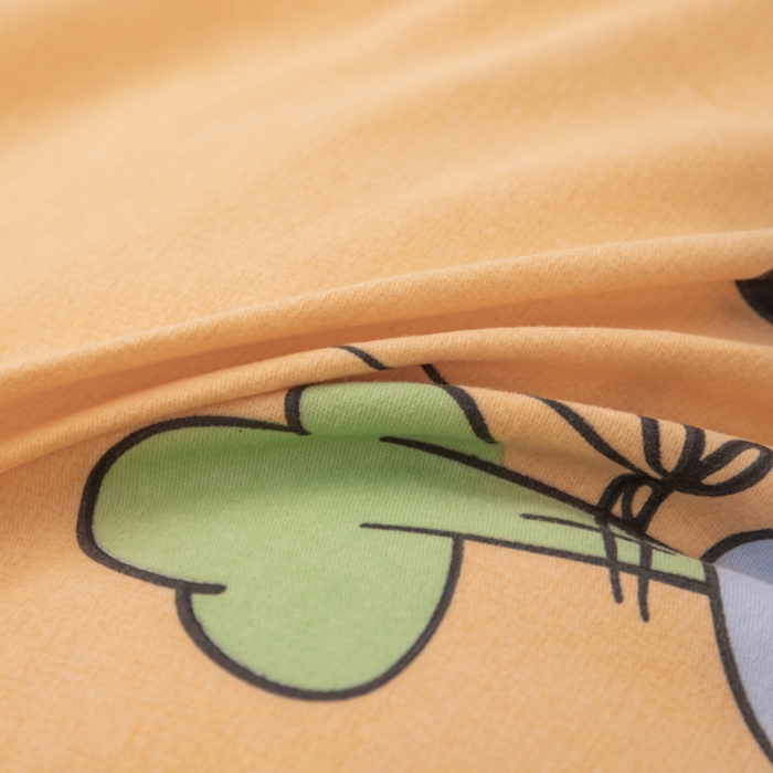 91家纺网 家纺一手货源 找家纺 喜四方 2024新款全棉磨毛纯棉印花四件套 幸运萝卜-黄