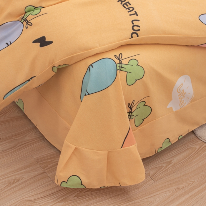 91家纺网 家纺一手货源 找家纺 喜四方 2024新款全棉磨毛纯棉印花四件套 幸运萝卜-黄