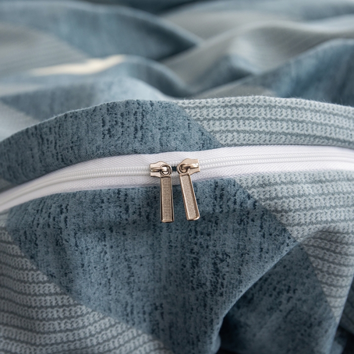 91家纺网 家纺一手货源 找家纺 喜四方 2024新款全棉磨毛纯棉印花四件套 一心一意-蓝