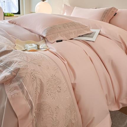 91家纺网 家纺一手货源 找家纺 （总）【2024春夏爆款】100支长绒棉四件套全棉纯棉轻奢重工刺绣纯色