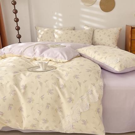 91家纺网 家纺一手货源 找家纺 兜兜 2024新款嵌条蕾丝小姐系列全棉四件套直播爆款 浪漫主义