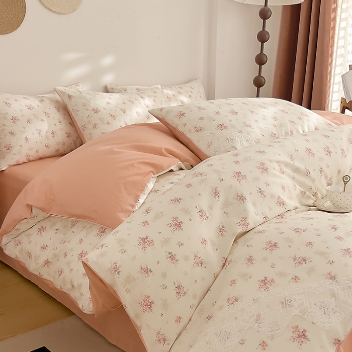 91家纺网 家纺一手货源 找家纺 兜兜 2024新款嵌条蕾丝小姐系列全棉四件套直播爆款 幽幽花香