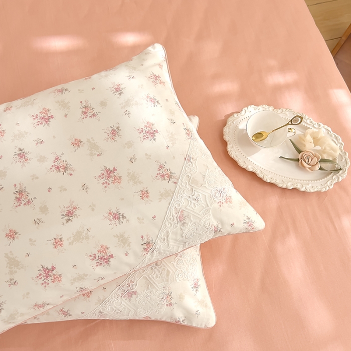 91家纺网 家纺一手货源 找家纺 兜兜 2024新款嵌条蕾丝小姐系列全棉四件套直播爆款 幽幽花香