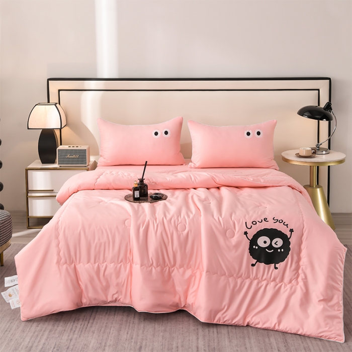 91家纺网 家纺一手货源 找家纺 艾兜坊 2024新款水洗真丝大豆被空调被夏被小煤球系列 小煤球-茉莉粉