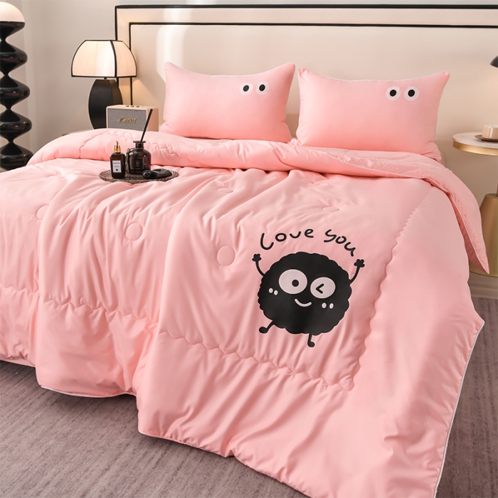 91家纺网 家纺一手货源 找家纺 艾兜坊 2024新款水洗真丝大豆被空调被夏被小煤球系列 小煤球-茉莉粉